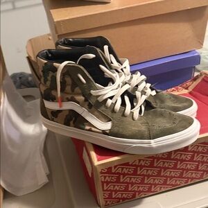 Vans Green Camo High-Tops with White Accents